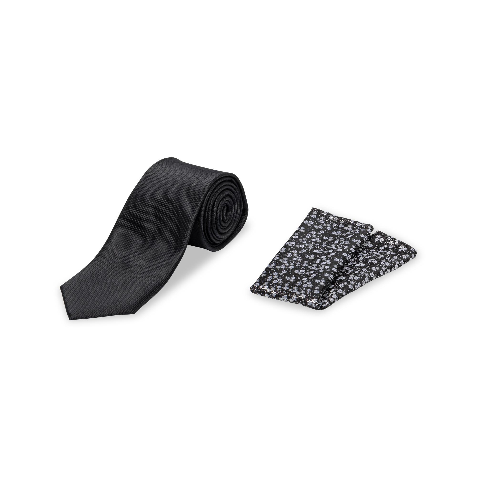 Image of Set: Krawatte Und Pochette Herren Black ONE SIZE
