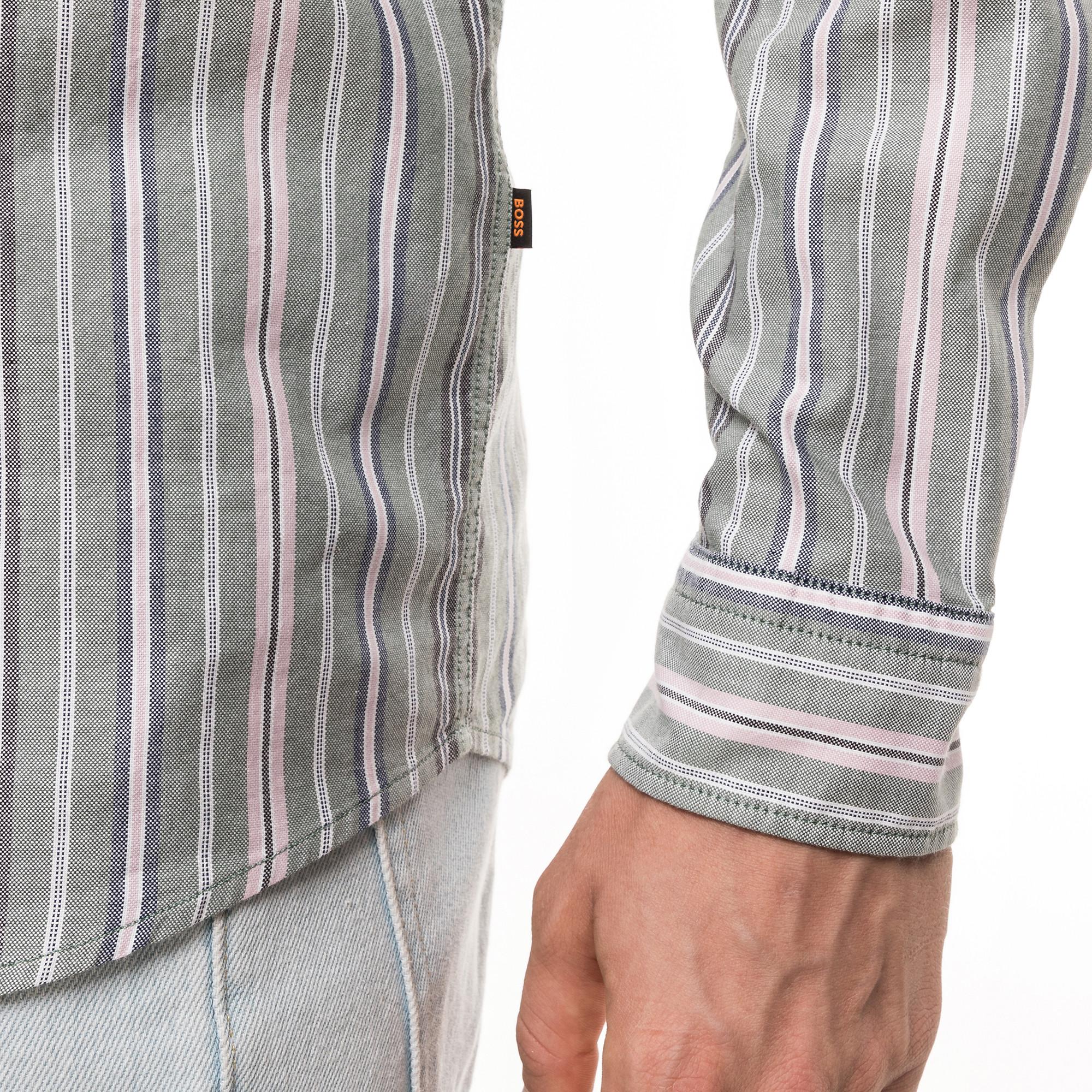 BOSS ORANGE Lambey Gestreiftes Langarmhemd  