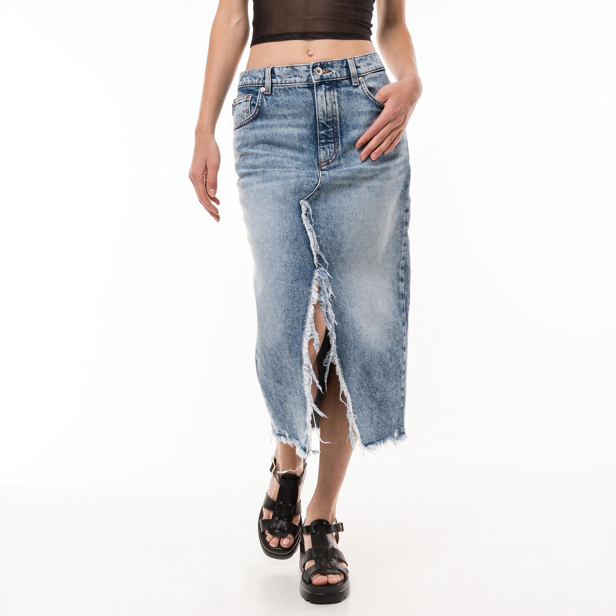 Image of Midi Jeansrock Damen Aquablau M