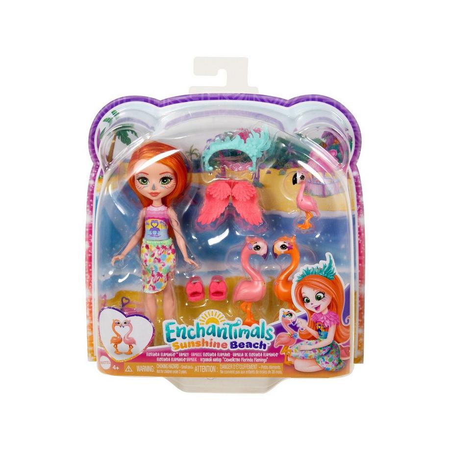 Enchantimals  Sunshine Beach-Famille Florinda Flamant-Coffret 