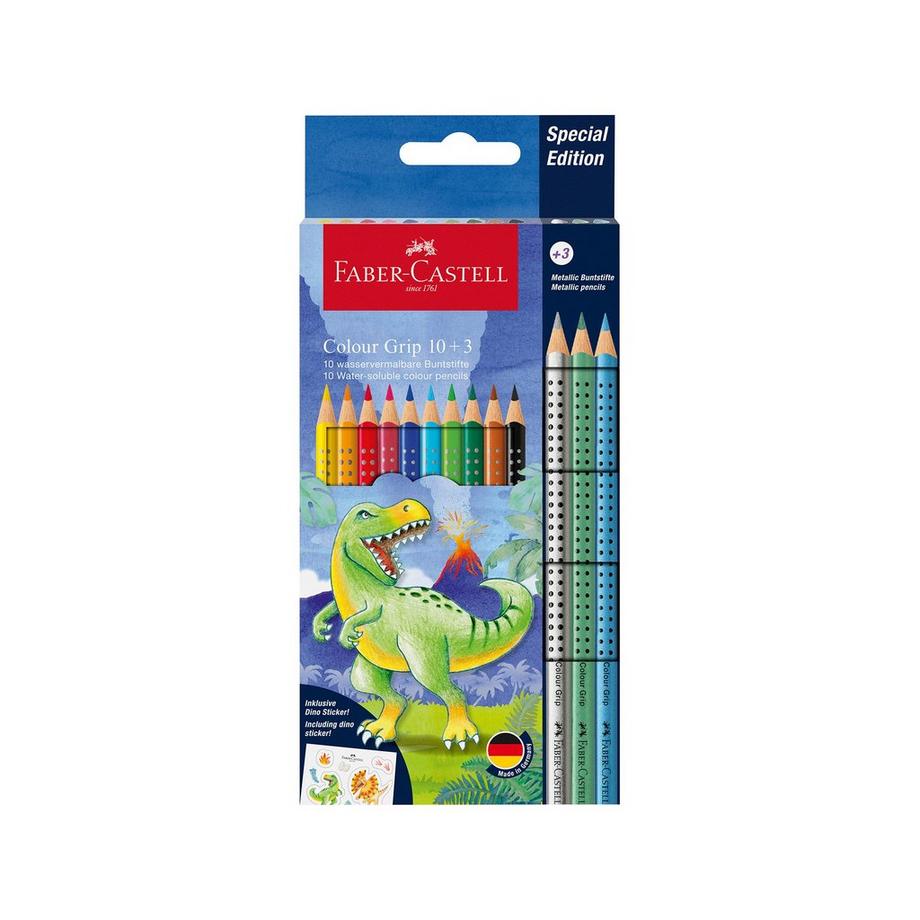 Faber-Castell Crayons de couleur dans une boîte en carton Color Grip Dino 