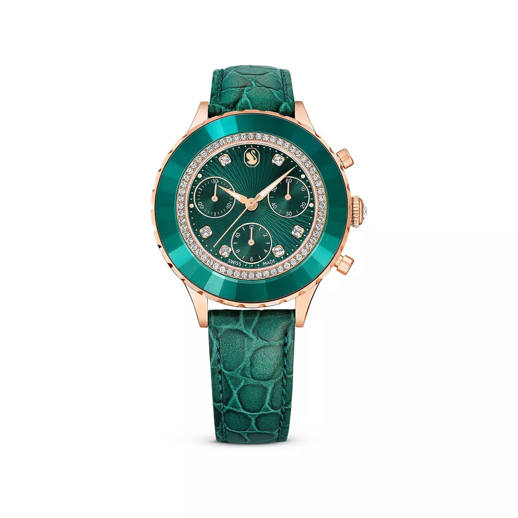 Swarovski 5672931 Octea Chrono Women's Watch Green/Rose Gold