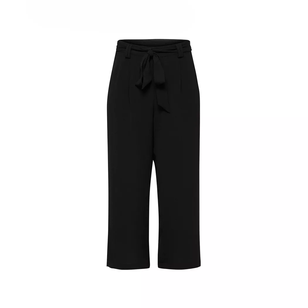Palazzohose ONLY "ONLWINNER – Culottehose mit elastischem Bund und Kordelzug", Damen, Gr. 36 (S), N-Gr, schwarz, Web, Obermaterial: 97% Polyester, 3% Elasthan, unifarben, regular fit lang, Hosen Palazzohose, Materialmix, regular fit