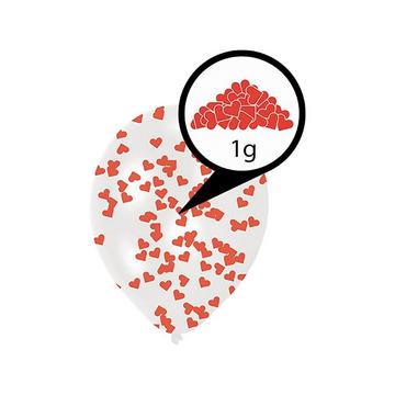 6 palloncini con cuori di coriandoli