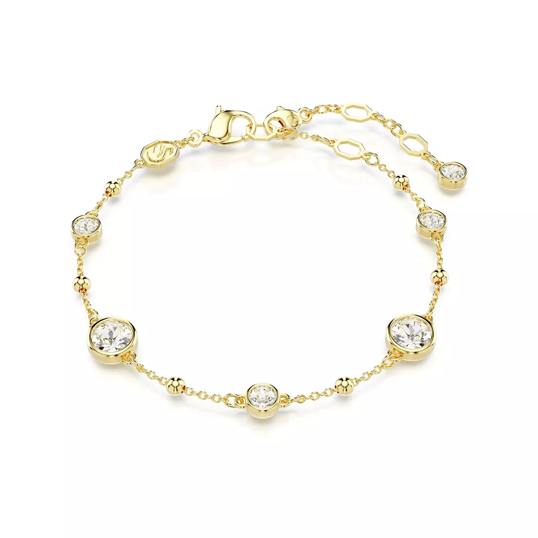 Armkette SWAROVSKI "Schmuck Geschenk Imber Armband" Gr. M, gold (gelbgoldfarben, kristallweiß, kristallweiß), Armbänder, Damen, M, Metall, Armkette, mit Swarovski Kristall