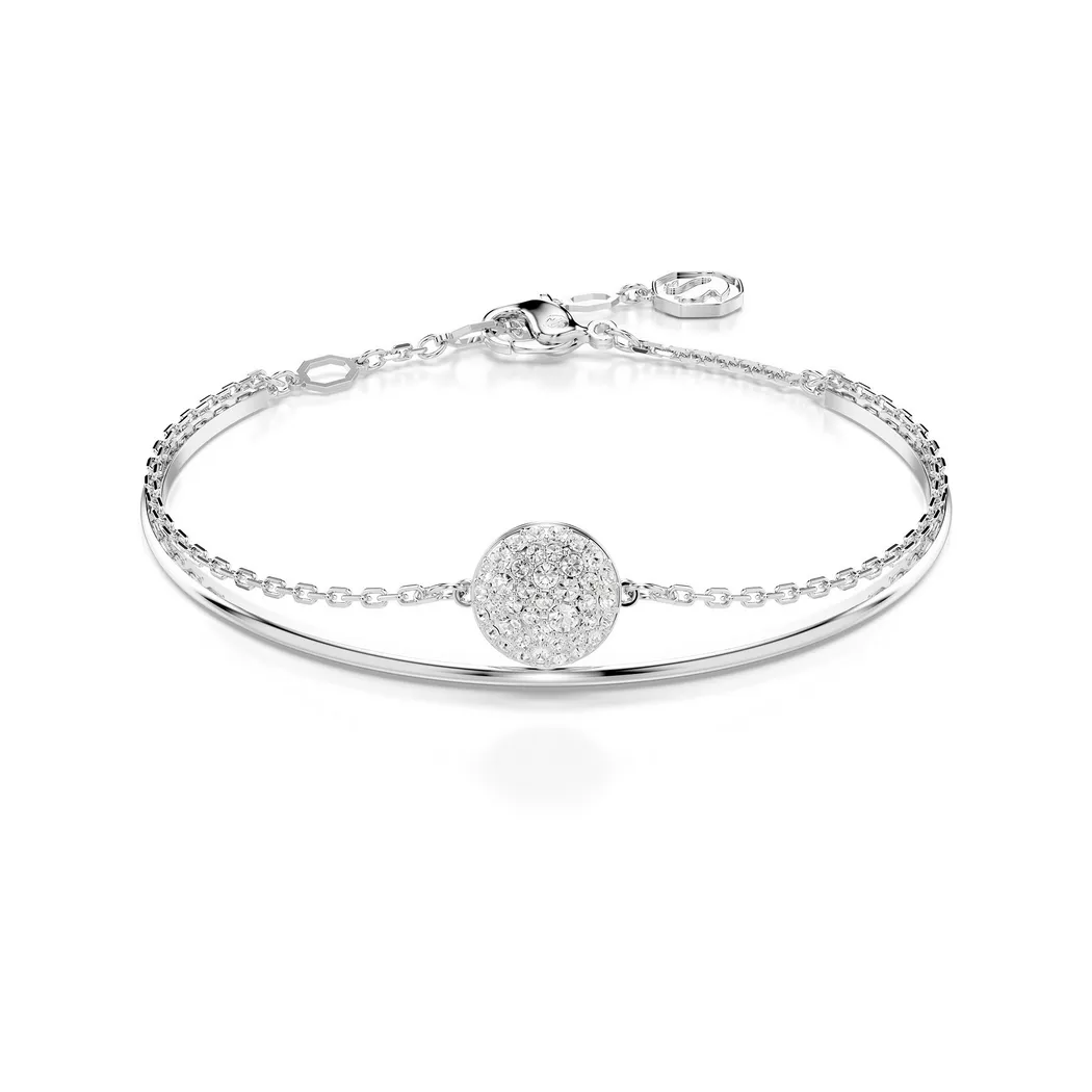 Swarovski Meteora White Crystal Rhodium Plated Bangle - Adjustable