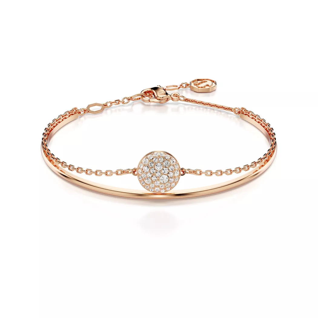 Armreif SWAROVSKI "Sublima Round" Gr. M, rosa (roségoldfarben, kristallweiß, kristallweiß), Armbänder, Damen, M, Metall, Armreif, mit Swarovski Kristall