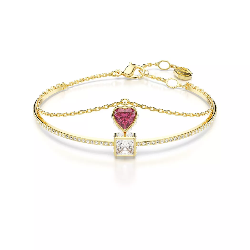Armreif SWAROVSKI "Stilla" Gr. M, bunt (gelbgoldfarben, kristallweiß, rot, kristallweiß, rot), Armbänder, Damen, M, Metall, Armreif, mit Swarovski Kristall