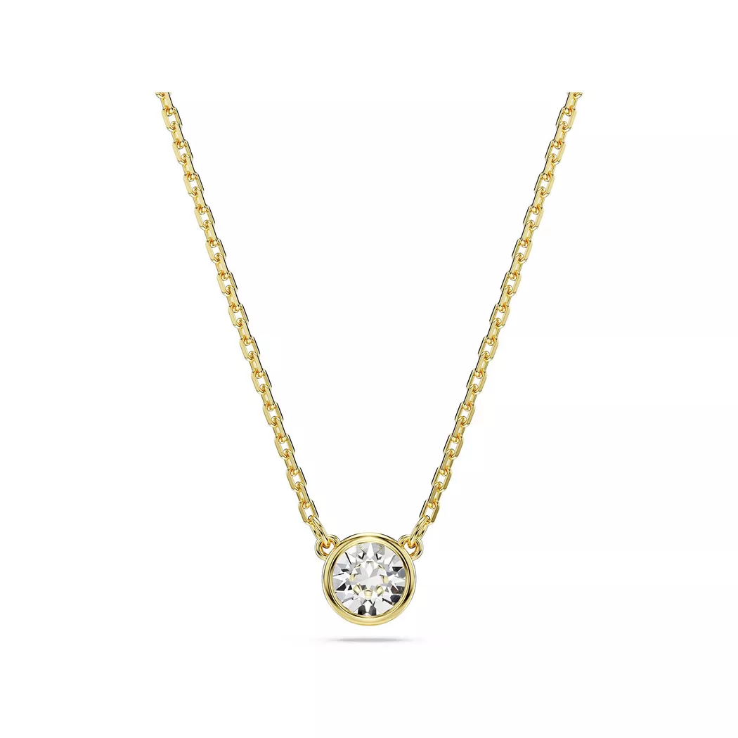 Kette mit Anhänger SWAROVSKI "Schmuck Geschenk Halskette Imber", gold (gelbgoldfarben, kristallweiß), Halsketten, Damen, Metall, L: 45, mit Swarovski Zirkonia (synth.) 2
