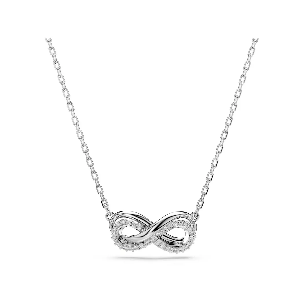 Kette mit Anhänger SWAROVSKI "Schmuck Geschenk Halskette Hyperbola Twist", silber (metallfarben, kristallweiß), Halsketten, Damen, Metall, L: 45, mit Swarovski Zirkonia (synth.)