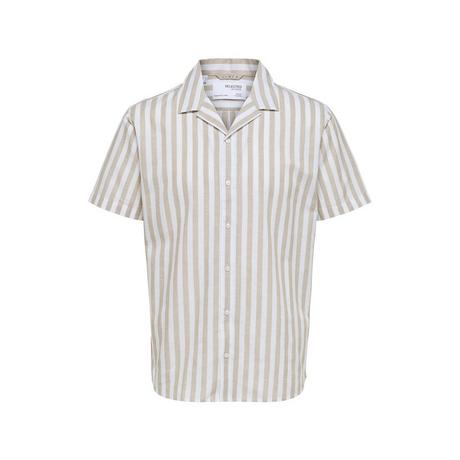 SELECTED Gestreiftes Kurzarm Leinenhemd  