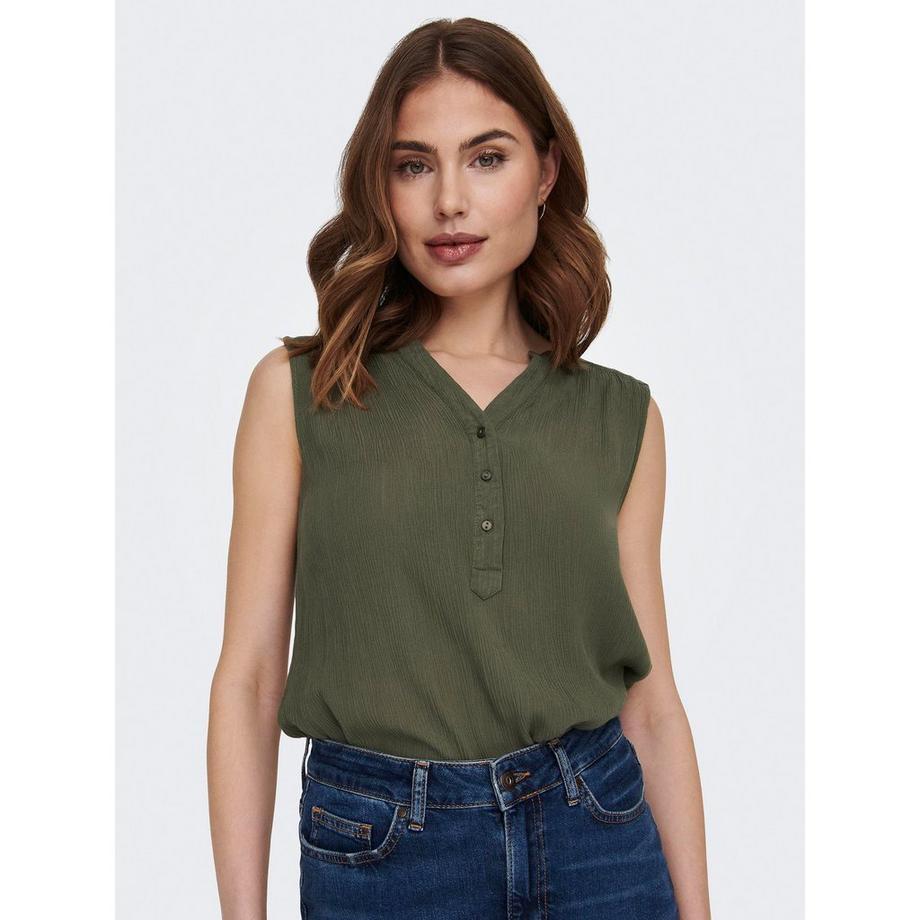 ONLY Ärmellose V-Ausschnitt Bluse  