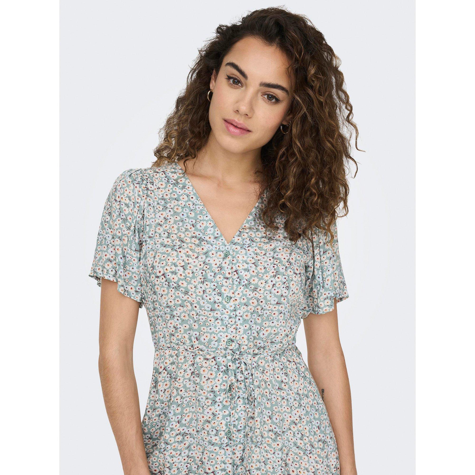 ONLY Blumen Kurzarm Mini Kleid  