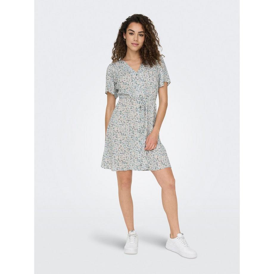 ONLY Blumen Kurzarm Mini Kleid  