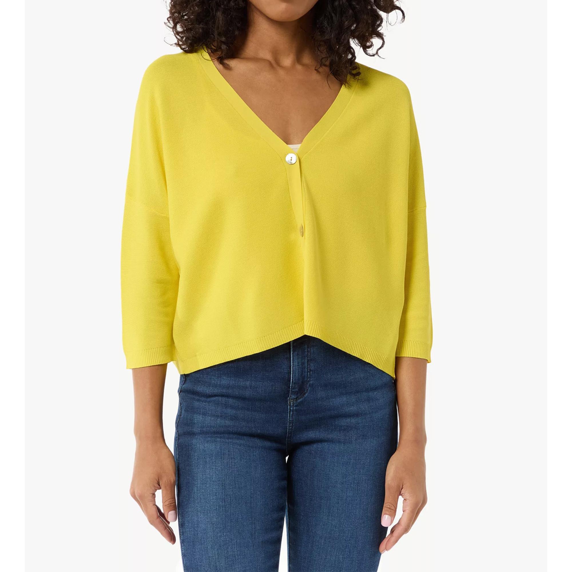 Image of Lange Strickjacke, Langarm Damen Gelb L