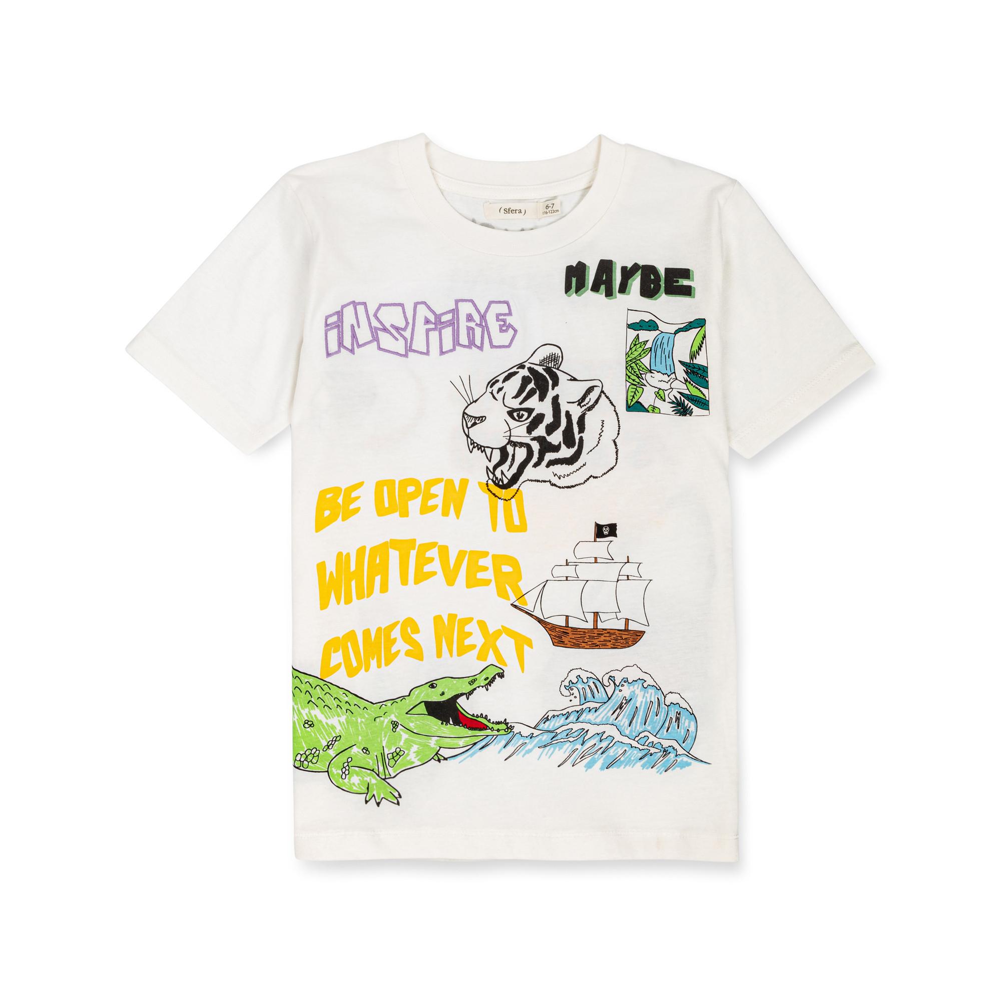 Image of T-shirt, Kurzarm Jungen Weiss 116-122