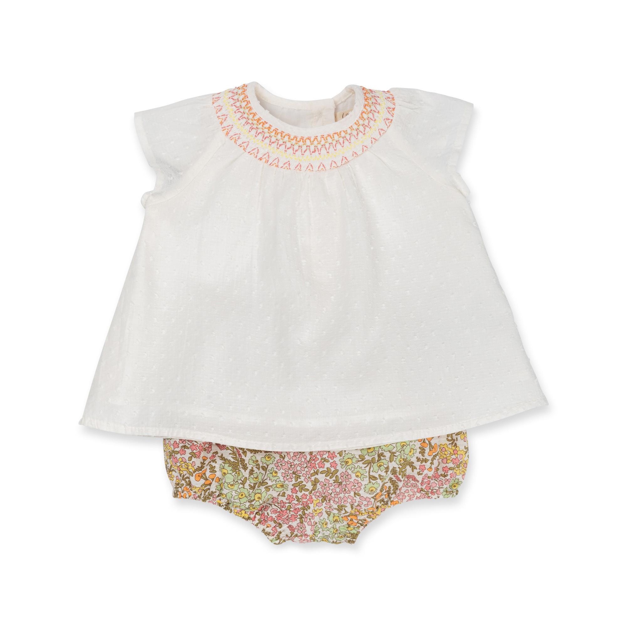 Image of Set: Kleid & Pluderhose Unisex Weiss 68-74