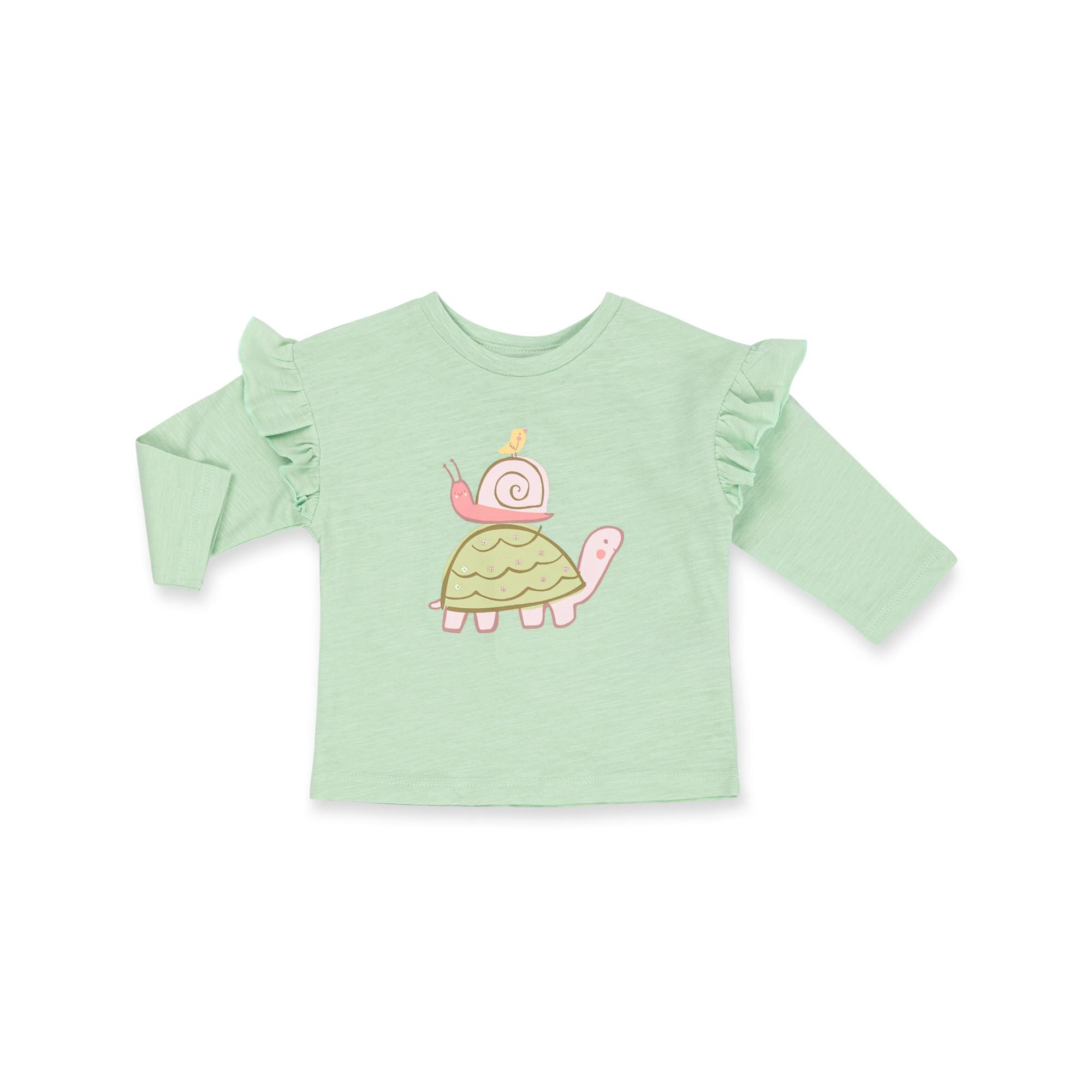 Image of T-shirt, Langarm Unisex Hellgrün 86-92