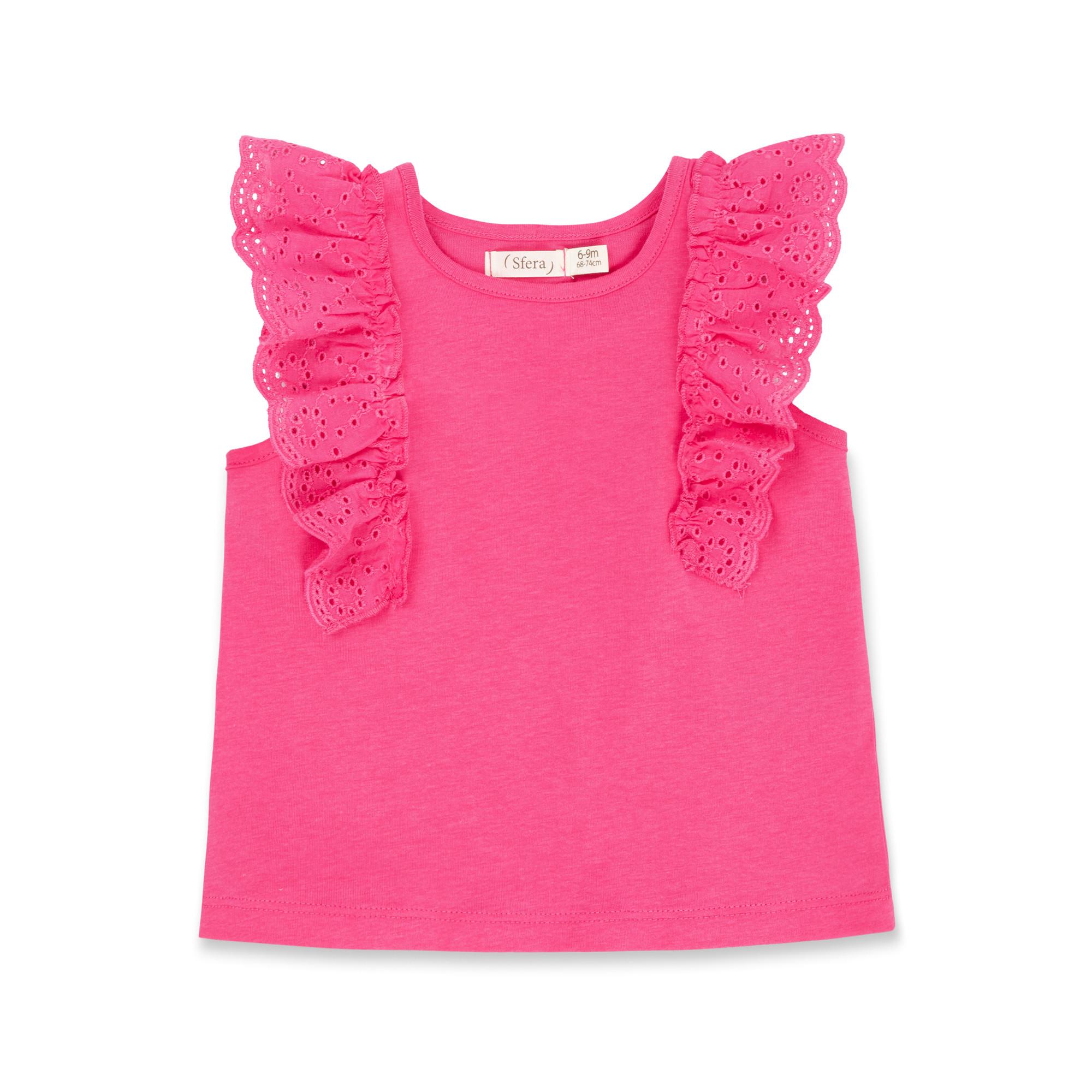 Image of T-shirt, Kurzarm Unisex Dunkelrosa 80-86