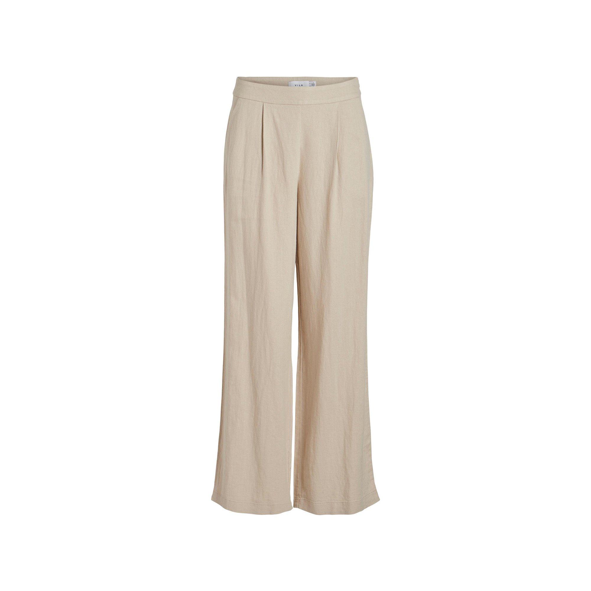 Image of Lange Leinenhose Damen Creme 42