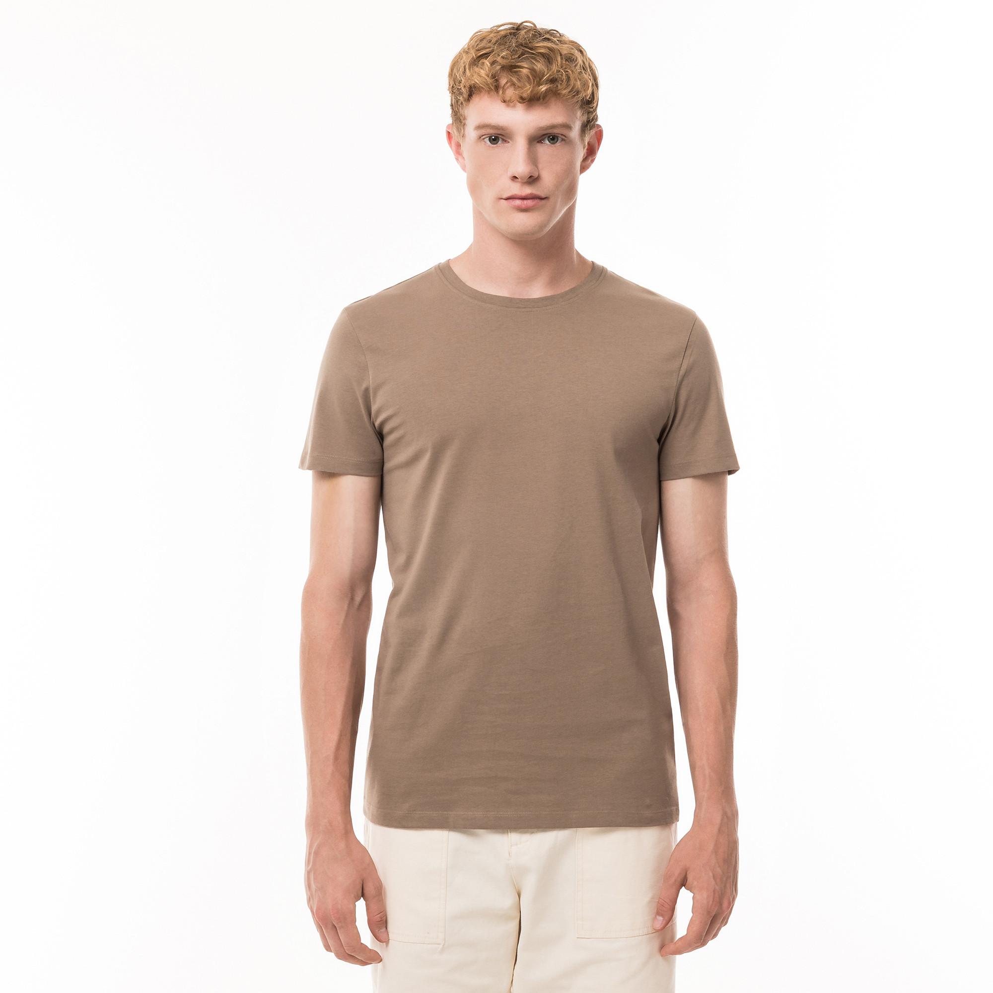 Image of T-shirt, Rundhals, Kurzarm Herren Taupe L