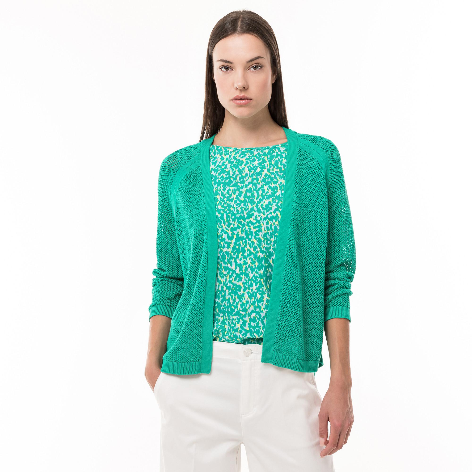 Image of Lange Strickjacke, Langarm Damen Grün 38