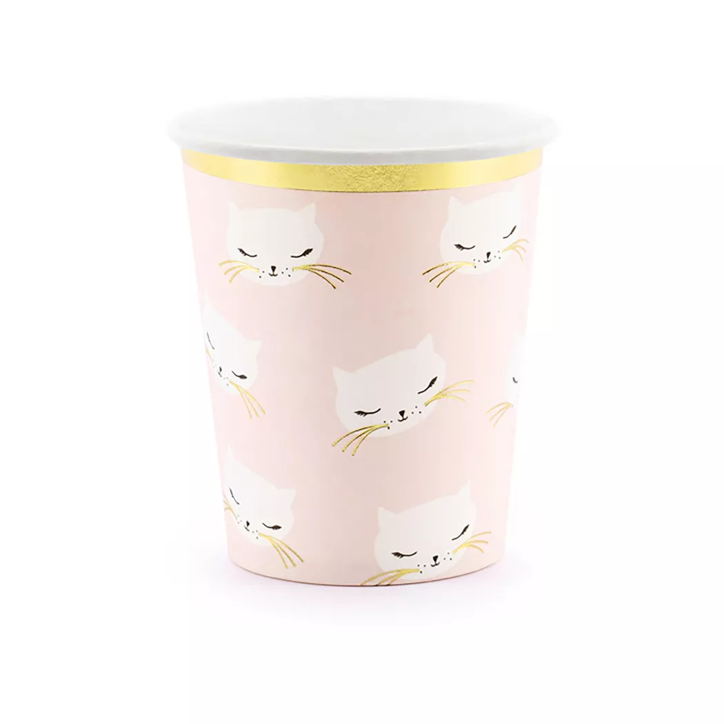 PartyDeco - 6 Becher Kätzchen, 200 ml, Grün