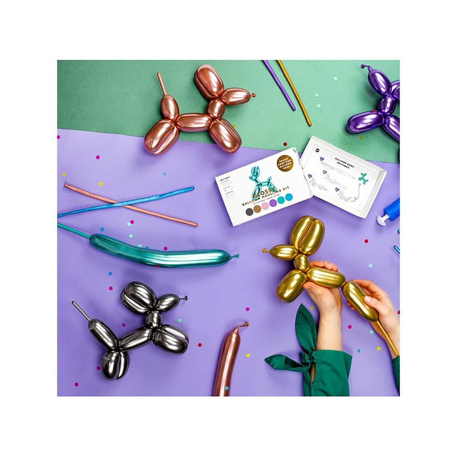 PartyDeco  30 Modellierballons mit Glossy-Effect-Pumpe 