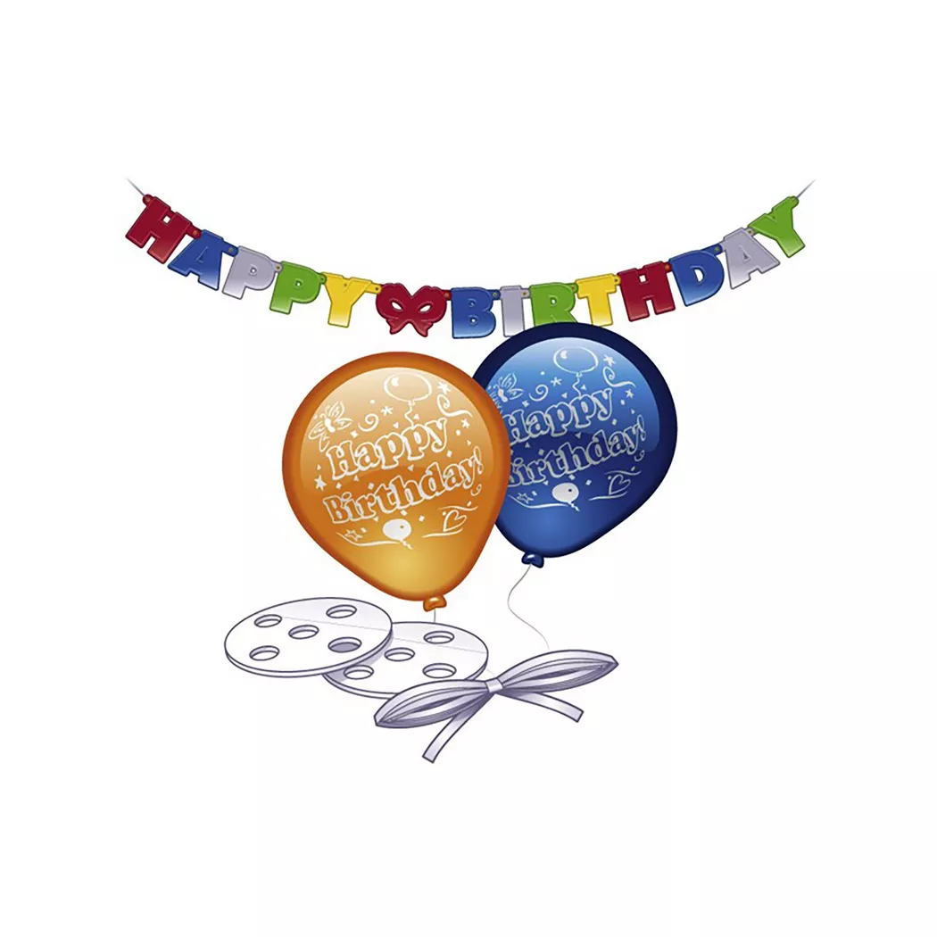 Amscan - Deko-Set Ballone und Girlande, Multicolor