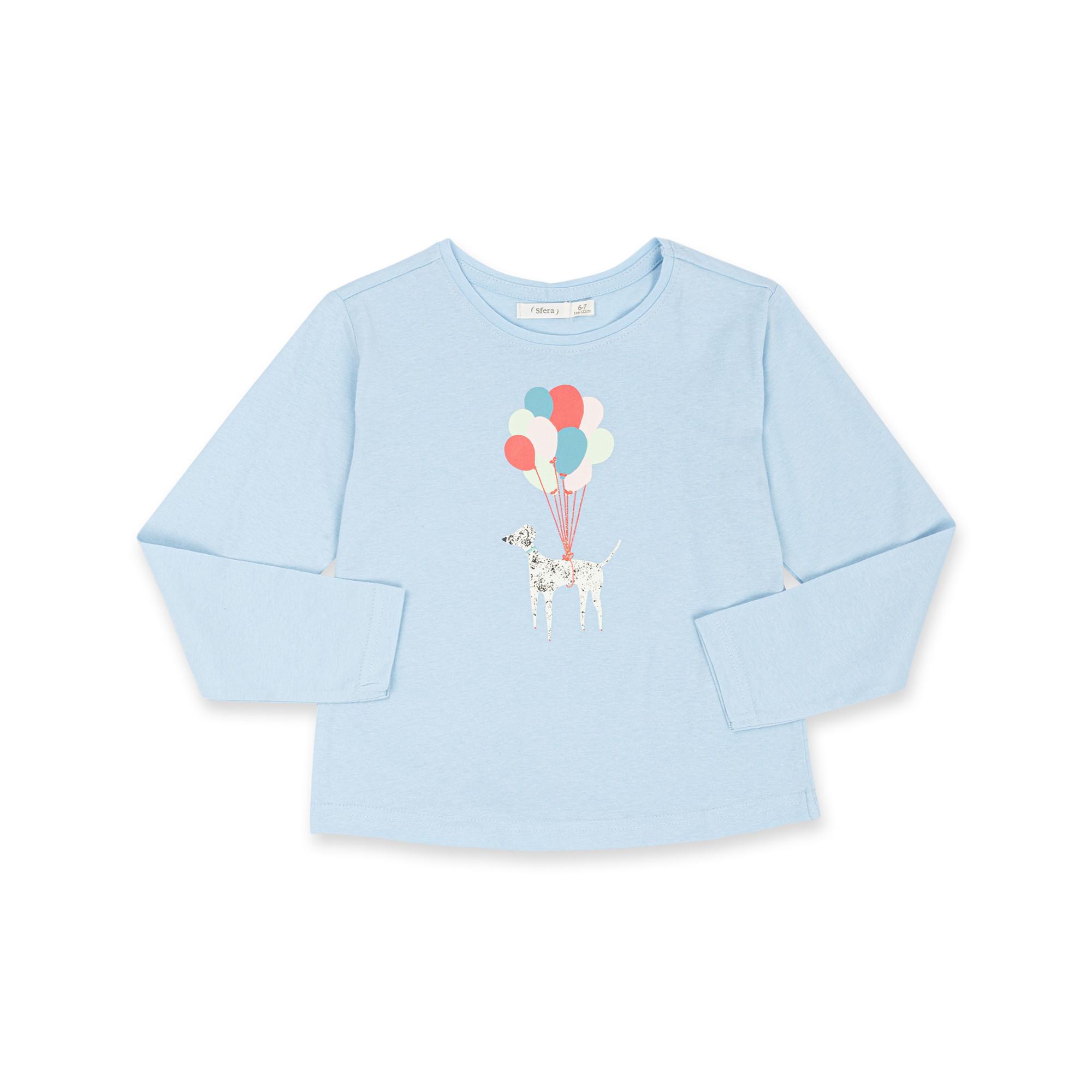 Image of T-shirt, Langarm Mädchen Hellblau 122-128