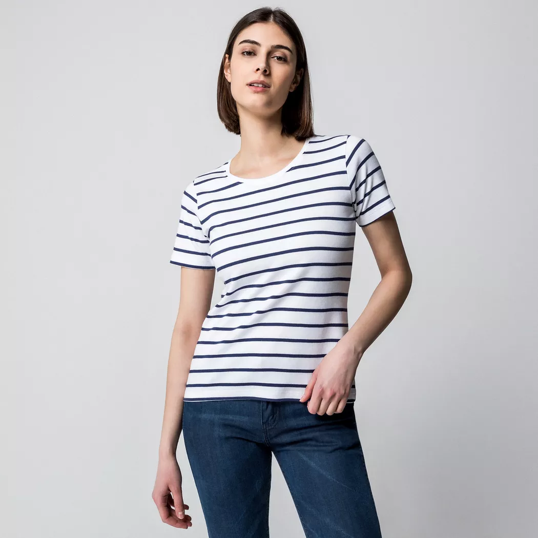 Manor Woman - T-Shirt, Rundhals, kurzarm, für Damen, Weiss, Größe M