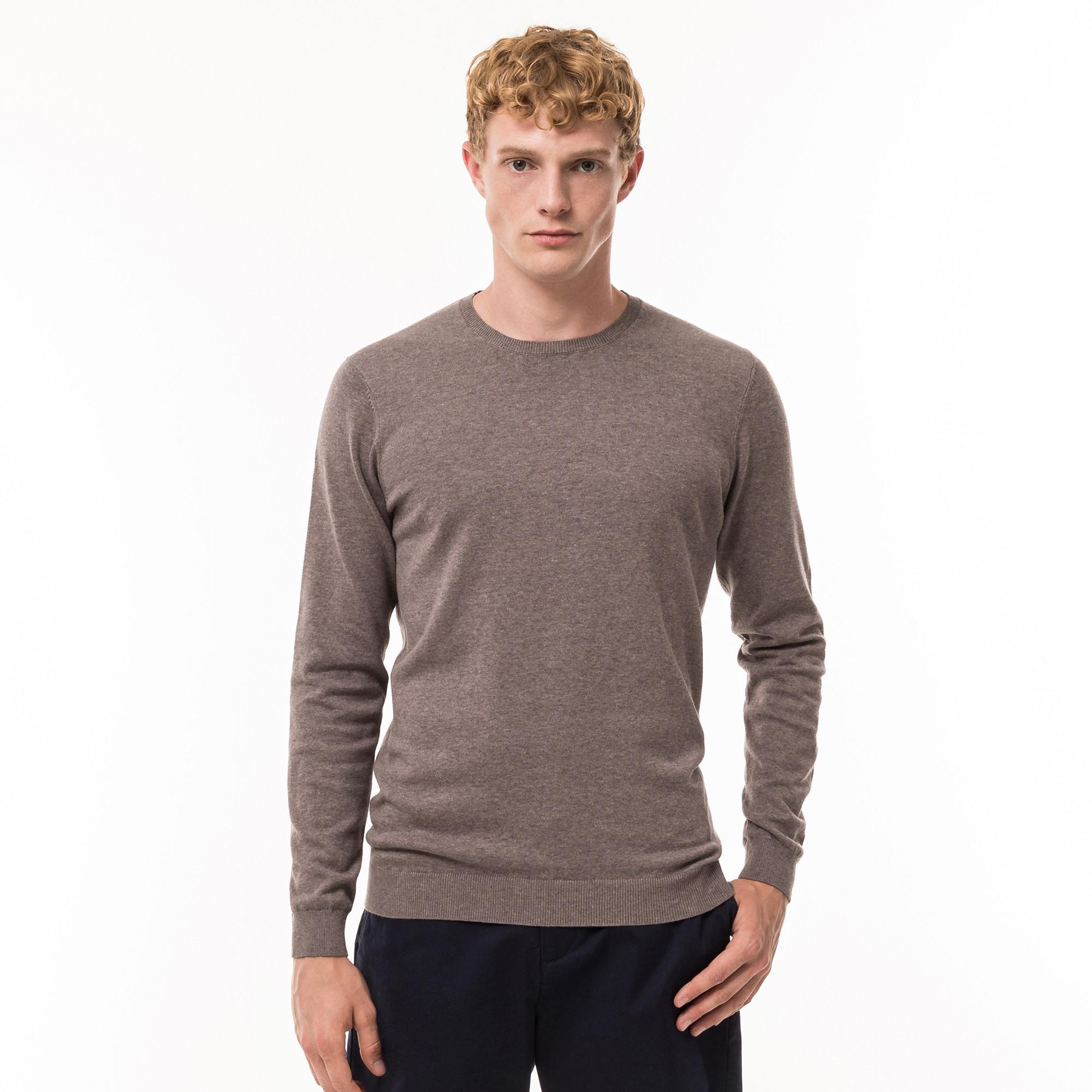 Image of Pullover, Rundhals Herren Braun L