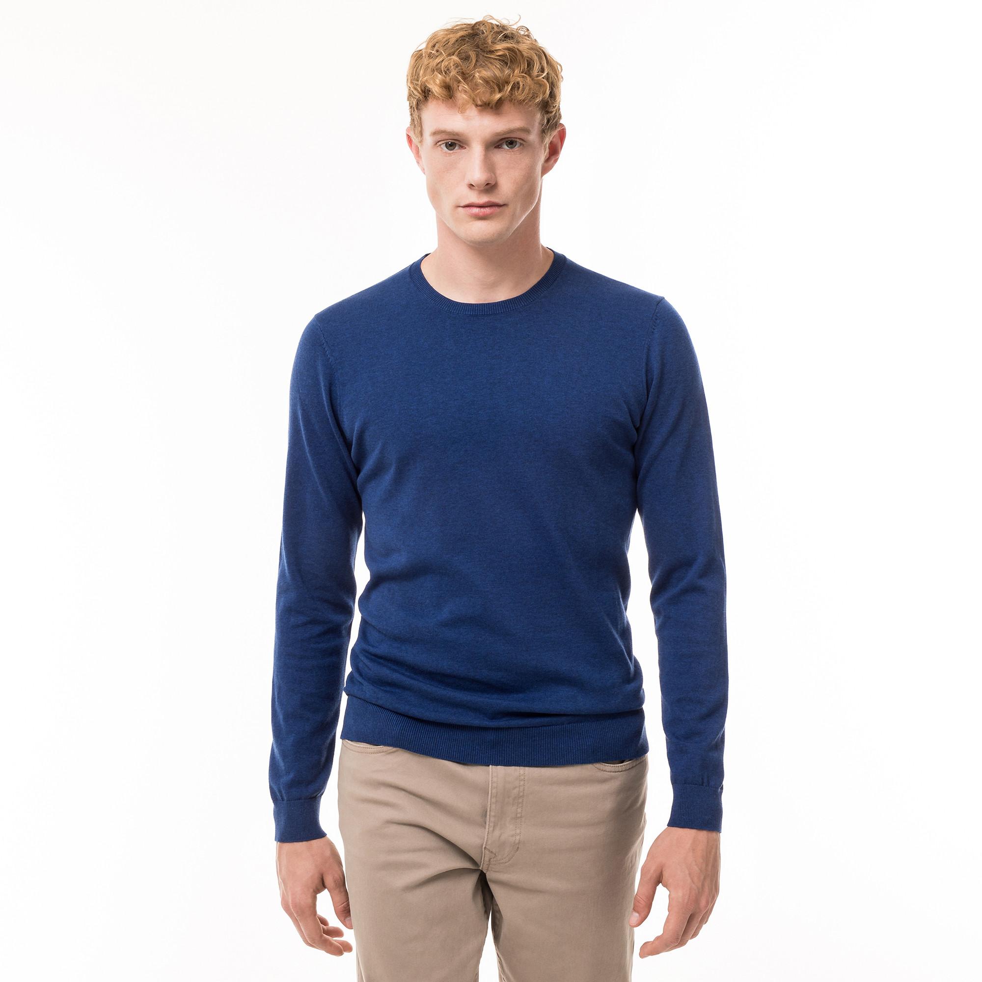 Image of Pullover, Rundhals Herren Blau S