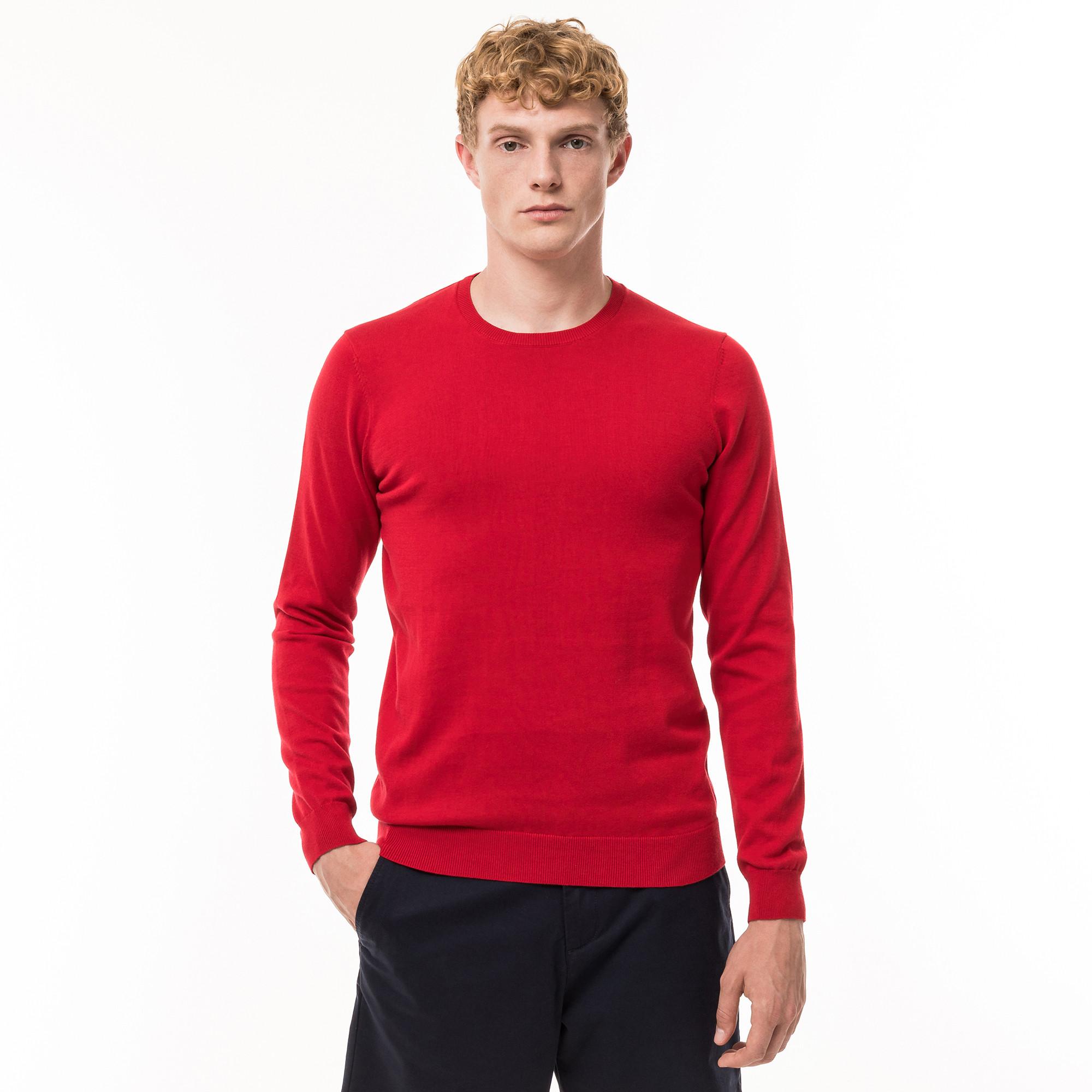 Image of Pullover, Rundhals Herren Rot L