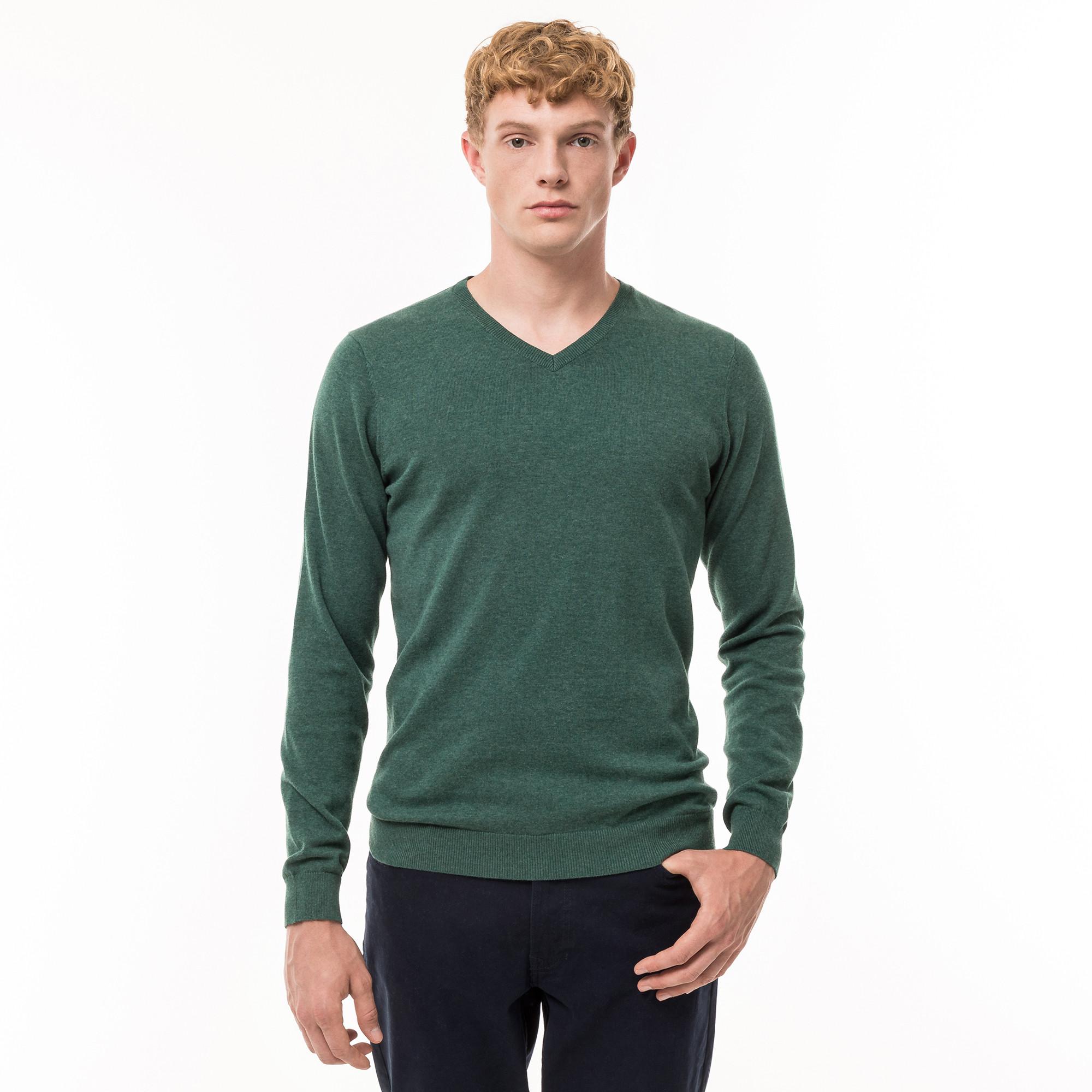 Image of Pullover, V-neck Herren Grün L