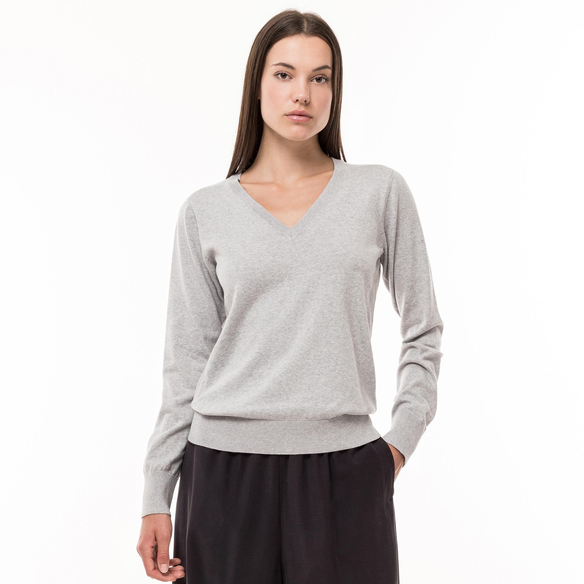 Image of Pullover, V-neck Damen Grau Melange S