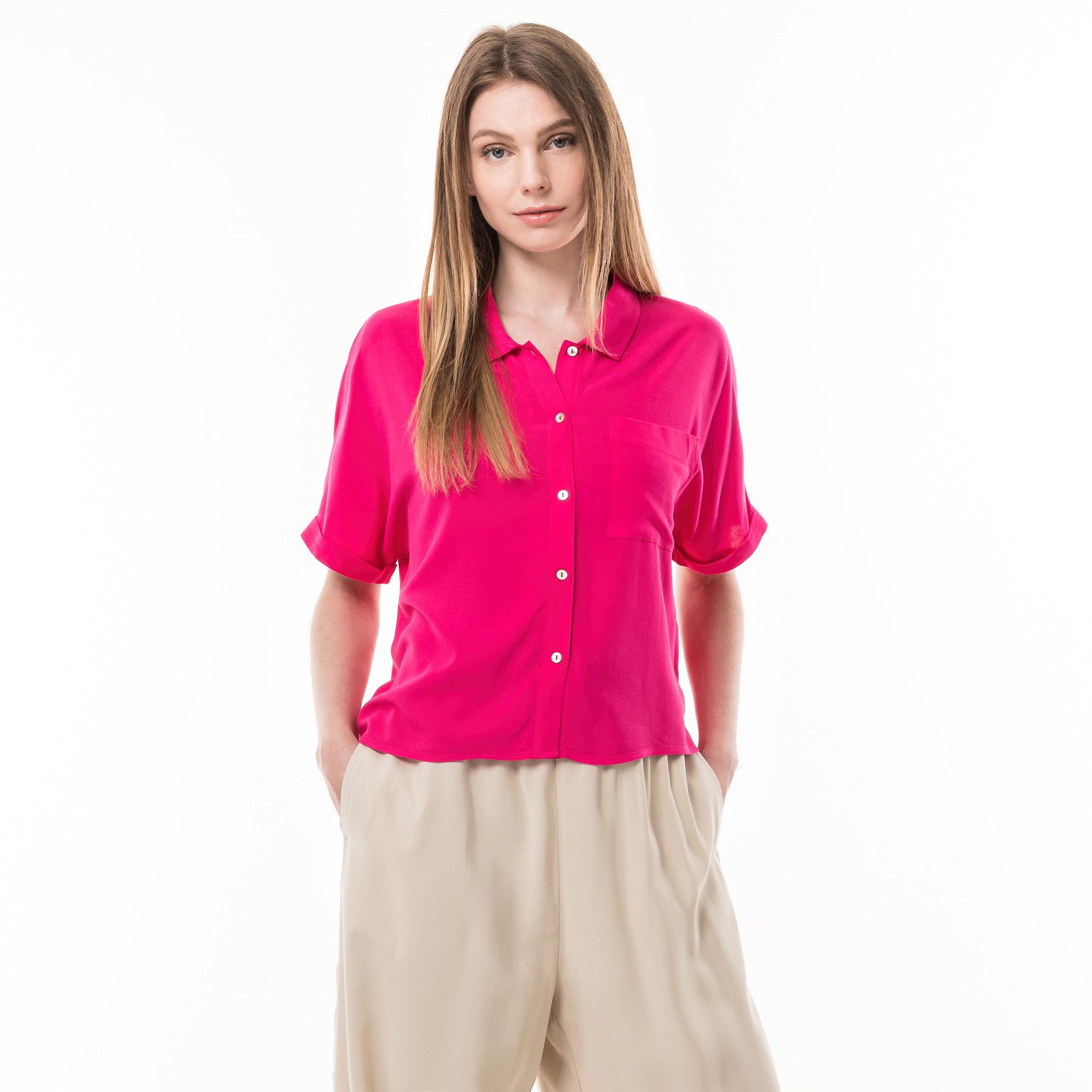 Image of Bluse, Kurzarm Damen Himbeere 34