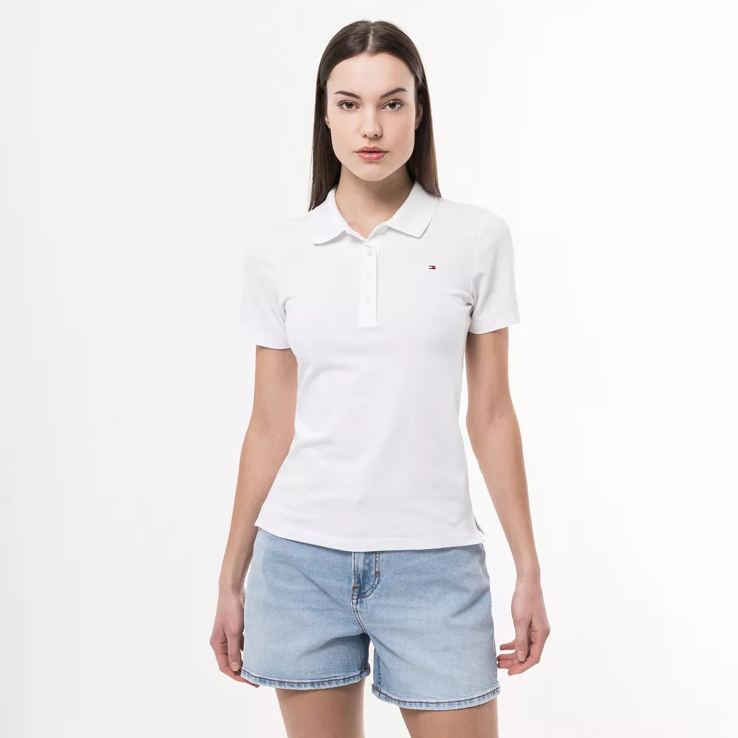 Tommy Hilfiger Polo à Manches Courtes 1985 Slim Fit Th Optic White XL Femme