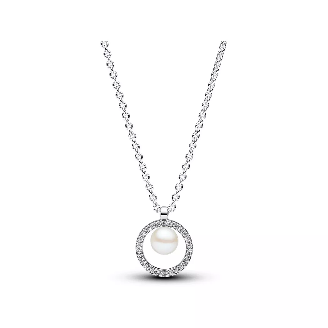 Pandora Treated Freshwater Cultured Pearl Station Chain Necklace silver  female 10