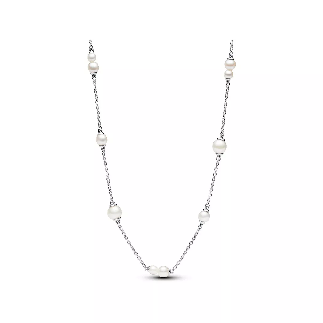 Pandora Treated Freshwater Cultured Pearl Station Chain Necklace silver  female 7