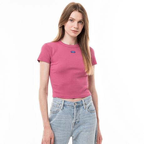 HUGO BLUE Baby Tee T-shirt a costine a maniche corte  