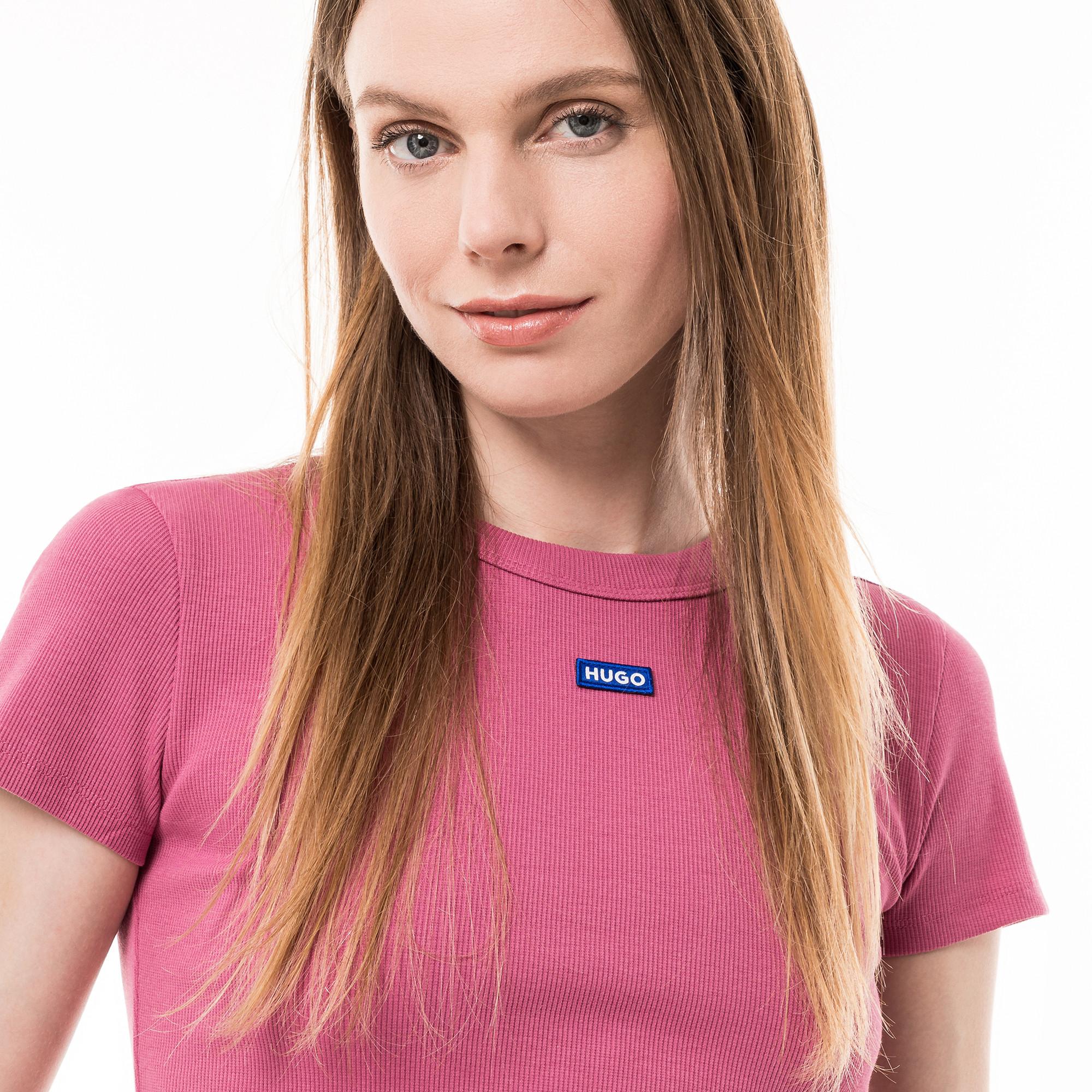 HUGO BLUE Baby Tee T-shirt a costine a maniche corte  