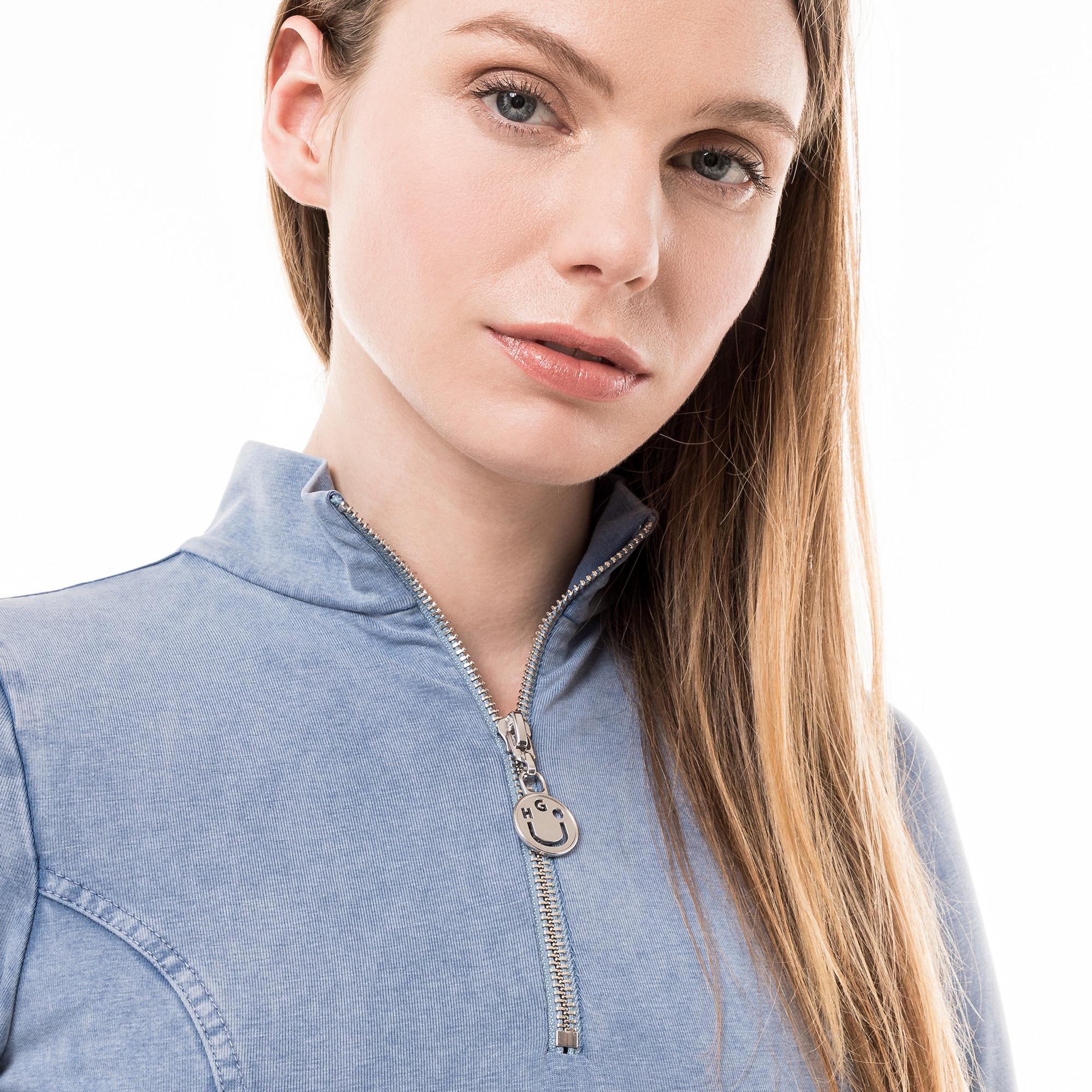 HUGO BLUE Nalinia_B Babydoll Langarm Top mit Half Zip  