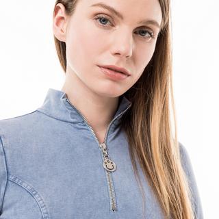 HUGO BLUE Nalinia_B Babydoll Top Maniche Lunghe con Mezza Zip  