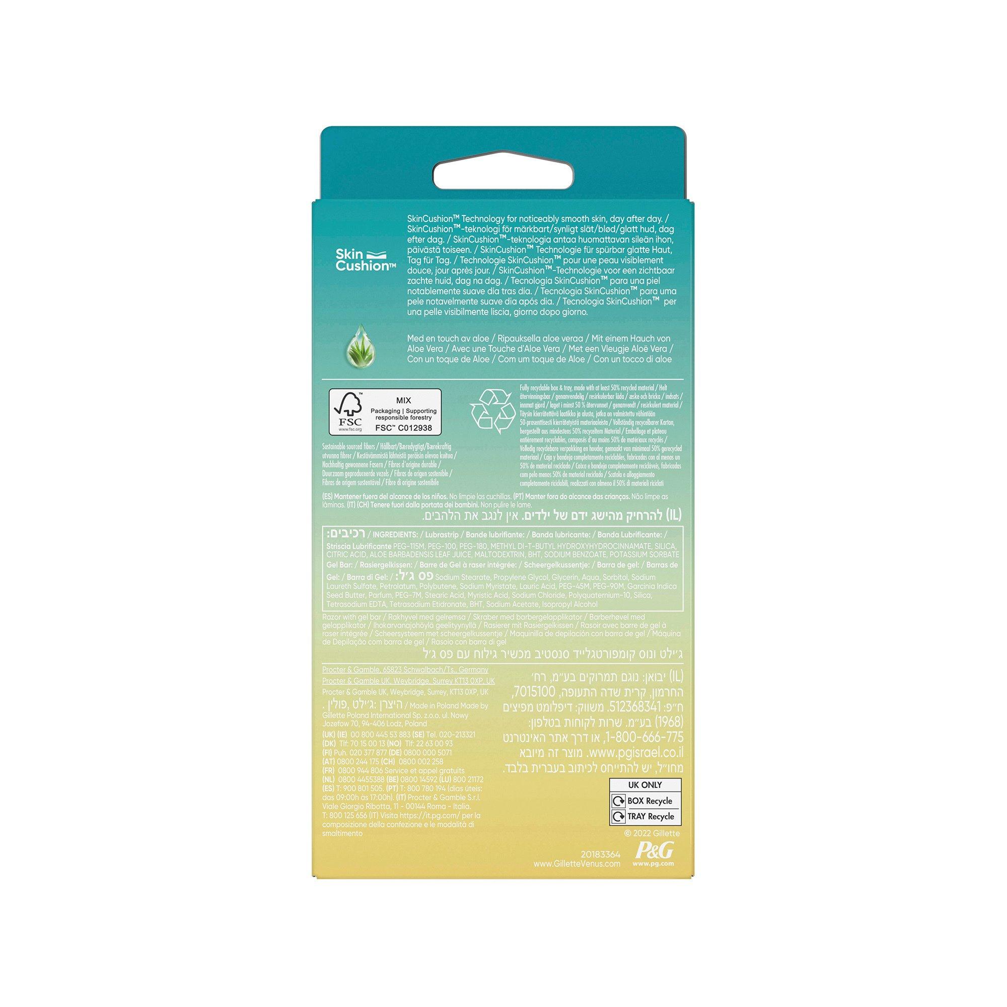 Gillette Venus  ComfortGlide 5 Sensitive, Rasierer Damen + 1 Ersatzklingen 