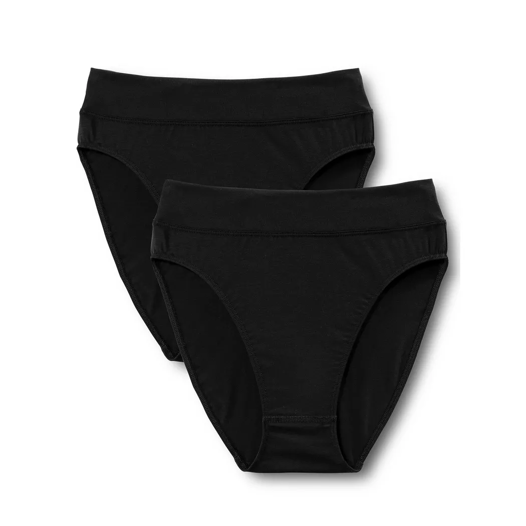 High-Waist-Slip CALIDA "Elastic Duopack", Damen, Gr. S (40/42), schwarz, Single Jersey, Obermaterial: 94% Baumwolle, 6% Elasthan, unifarben, körpernah, Unterhosen, breiter Softbund, elastisch, atmungsaktiv, weich