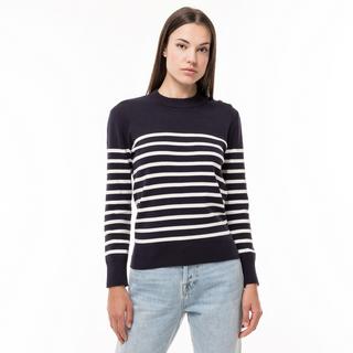 Manor Woman Maglione Girocollo Maniche Lunghe a Righe  