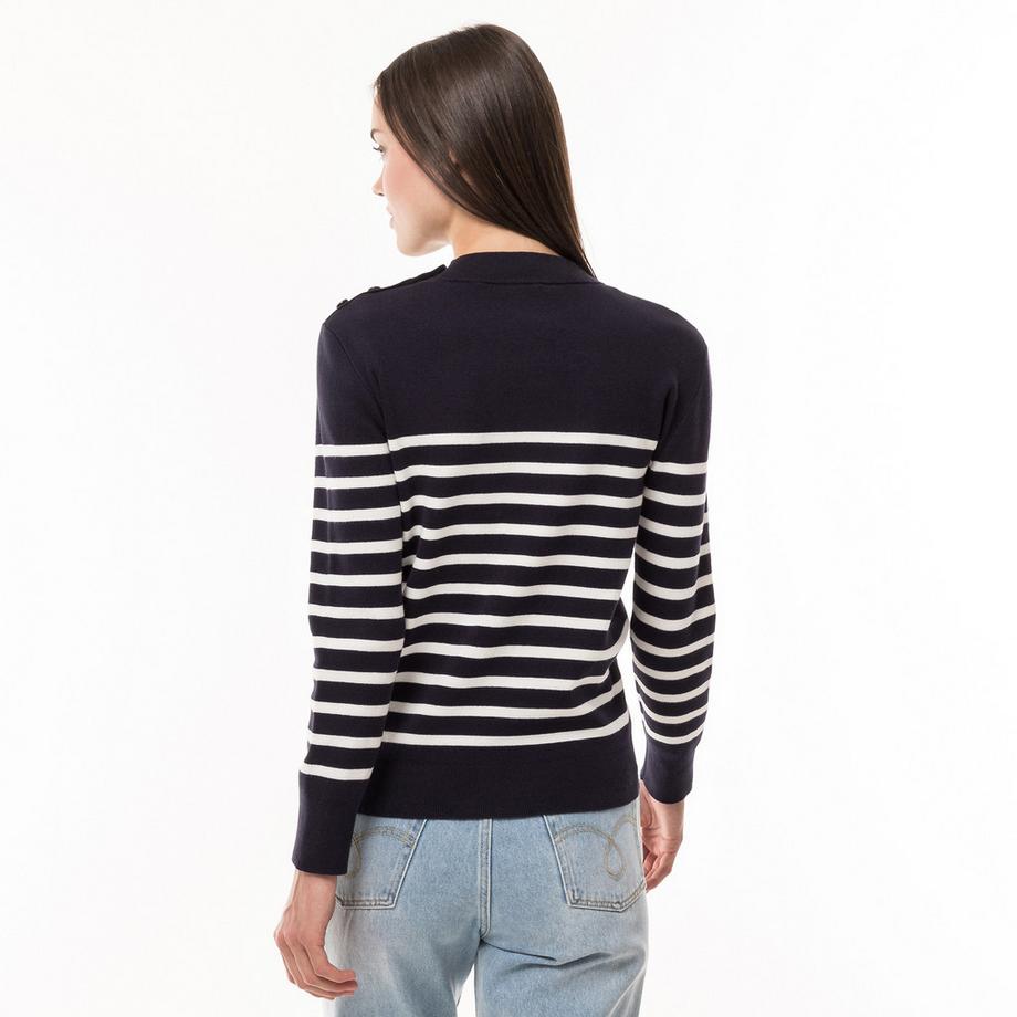 Manor Woman Pullover Girocollo Maniche Lunghe a Righe  