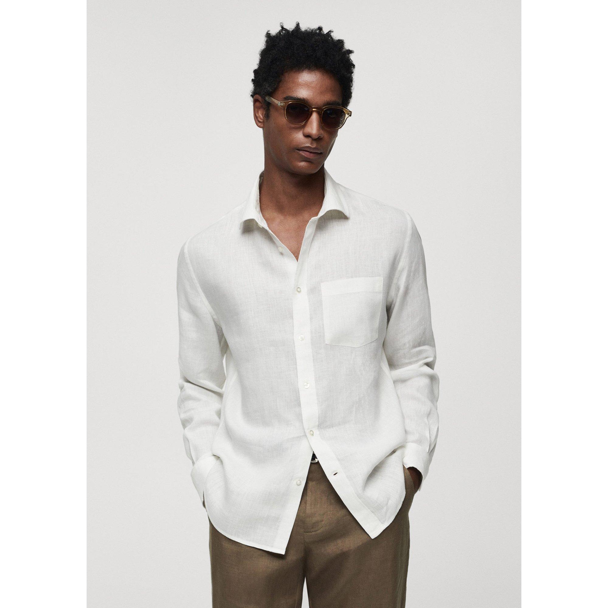 Image of Leinenhemd, Langarm Herren Weiss 21