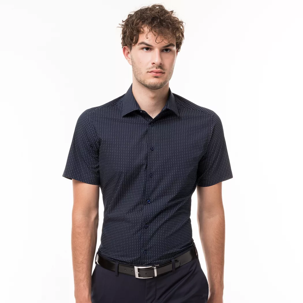 Manor Man - Hemd, Modern Fit, kurzarm, für Herren, Marine, Größe L